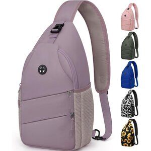 👑Men Trendy Sling Bag Backpack Purple Casual Convertible Shoulder Strap Bag